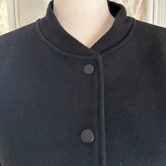 Kate Spade Saturday Bomber Jacket Black Wool Varsity Snap Front size Medium - Picture 5 of 16